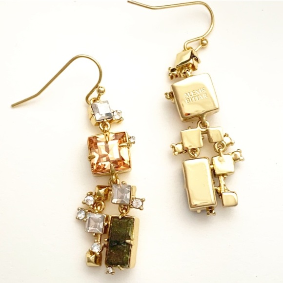 ALEXIS BITTAR • NEW Geometric Labradorite Stone Crystal Satellite Drop Earrings - Picture 9 of 9